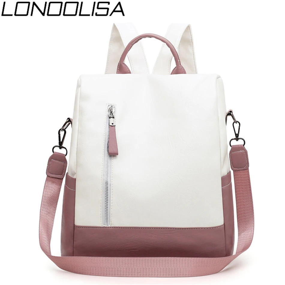 

2019 New College Style Women Backpack High Quality Soft Leather Bookpack For Teenage Girls Fashion Contrast Ladies Crossbody Bag