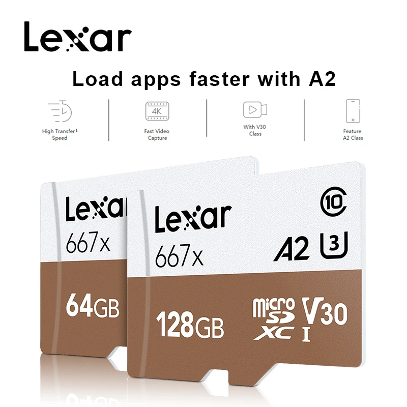 Lexar Professional Memory Card 667x SDXC UHS-I Micro SD Card With Adapter 64GB 128GB 256GB A2 U3 V30 C10 TF Card for 4K Video
Lexar Professional Memory Card 667x SDXC UHS-I Micro SD Card With Adapter 64GB 128GB 256GB A2 U3 V30 C10 TF Card for 4K Video