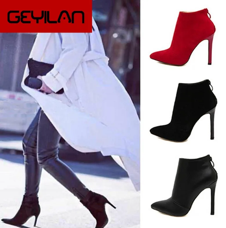 Women's Shoes Concise Mill Finish Back Zipper Sharp High With Short Boots Ankle Boots Goddess All-match Paragraph Jjm
Women's Shoes Concise Mill Finish Back Zipper Sharp High With Short Boots Ankle Boots Goddess All-match Paragraph Jjm