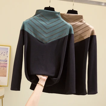 COIGARSAM 4XL Plus Size Patchwork blouse women Upset Add Wool Turtleneck blusas womens tops and blouses Khaki Green 6816
COIGARSAM 4XL Plus Size Patchwork blouse women Upset Add Wool Turtleneck blusas womens tops and blouses Khaki Green 6816
