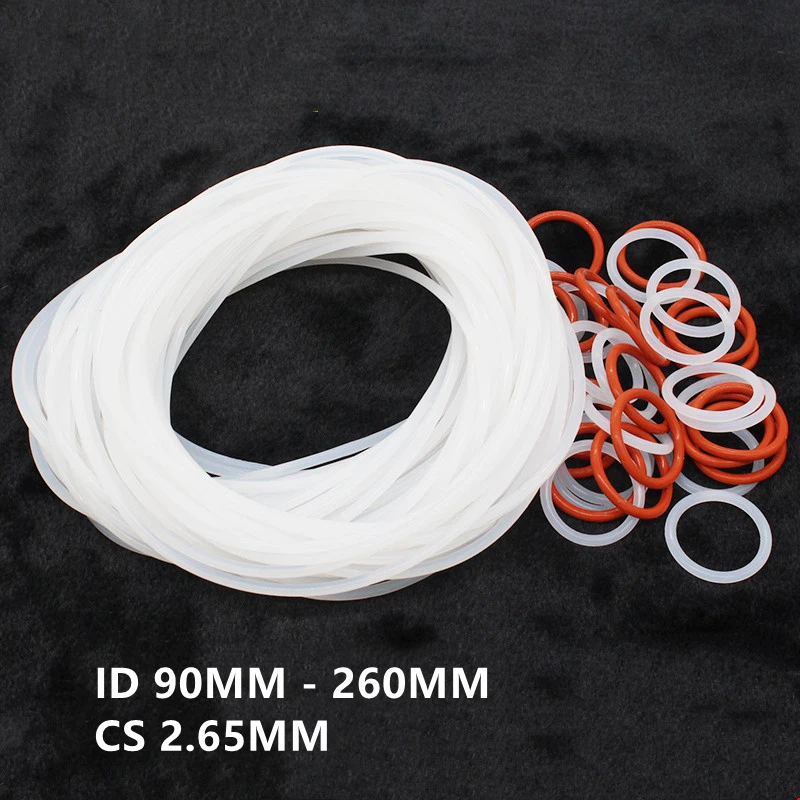 

10x VMQ O Ring Seals Silicon Rubber Gasket Heat Resist CS 2.65mm x 90 - 260mm Red White