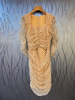 2020 Spring and Summer New Women's Irregular Neckline Back Zipper Dot Prints Wrinkle Knot Dress 710
2020 Spring and Summer New Women's Irregular Neckline Back Zipper Dot Prints Wrinkle Knot Dress 710
