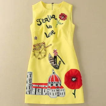 European Runway Spring and Summer Dress Printed 3D Embroidery Boat Slim Was Thin Sleeveless Vest Dresses Woman Party Night
European Runway Spring and Summer Dress Printed 3D Embroidery Boat Slim Was Thin Sleeveless Vest Dresses Woman Party Night