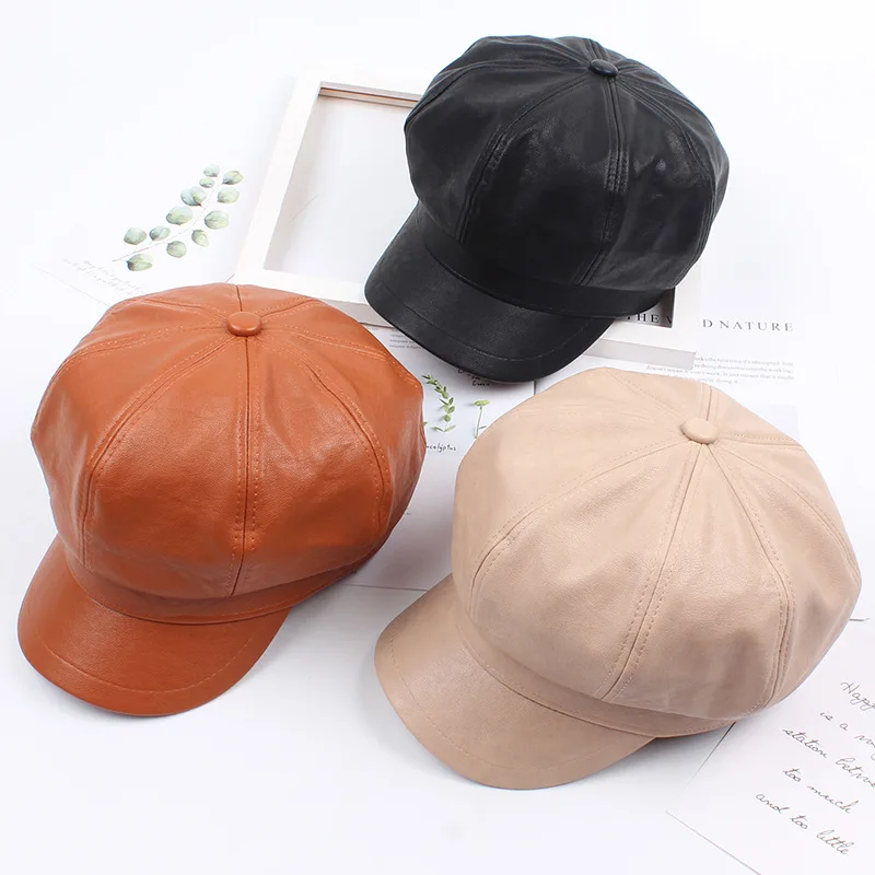 Korean Autumn Solid PU Leather Octagonal Cap Women Street Painter Cap Spring Simple Design Ladies Casquette Cap Hat
Korean Autumn Solid PU Leather Octagonal Cap Women Street Painter Cap Spring Simple Design Ladies Casquette Cap Hat