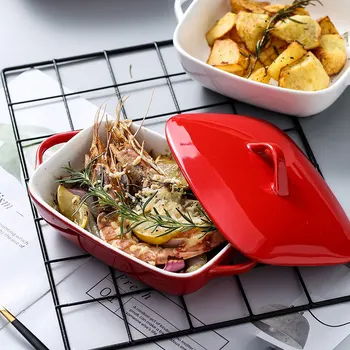 Creative Square Rectangle Baker Plate with Cover Ceramic Sirloin Baker Plate with Cover and Handle 700ml 500ml Baker Plate
Creative Square Rectangle Baker Plate with Cover Ceramic Sirloin Baker Plate with Cover and Handle 700ml 500ml Baker Plate