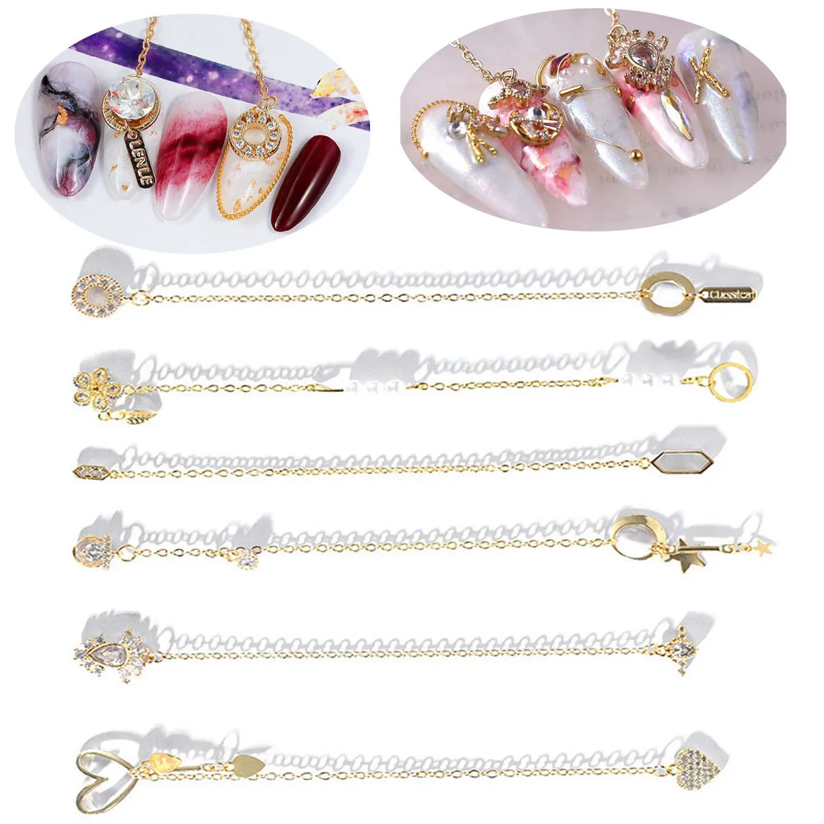Chain Nail Art Decorations Alloy Gold 3D Pendant Decals Mix Design Rhinestones Metallic Studs DIY Decorations Dangle Finger Tips
Chain Nail Art Decorations Alloy Gold 3D Pendant Decals Mix Design Rhinestones Metallic Studs DIY Decorations Dangle Finger Tips