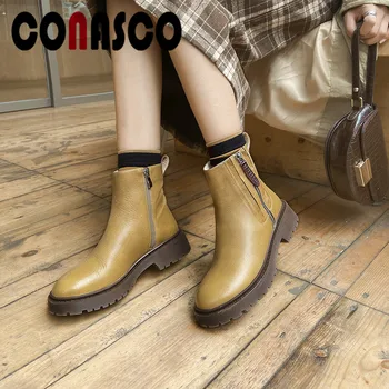 CONASCO Concise Comfortable Women Ankle Boots Genuine Leather Shoes Woman Platforms 2020 Autumn Winter New Casual Zipper Boots
CONASCO Concise Comfortable Women Ankle Boots Genuine Leather Shoes Woman Platforms 2020 Autumn Winter New Casual Zipper Boots
