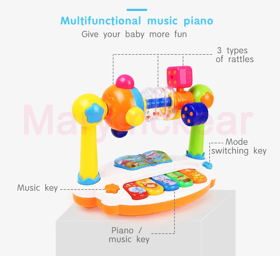 Baby Multi-functional Rattles Cute Educational Toys with Music Light Toddler Developmental Musical Toy Newborn Birthday Gifts