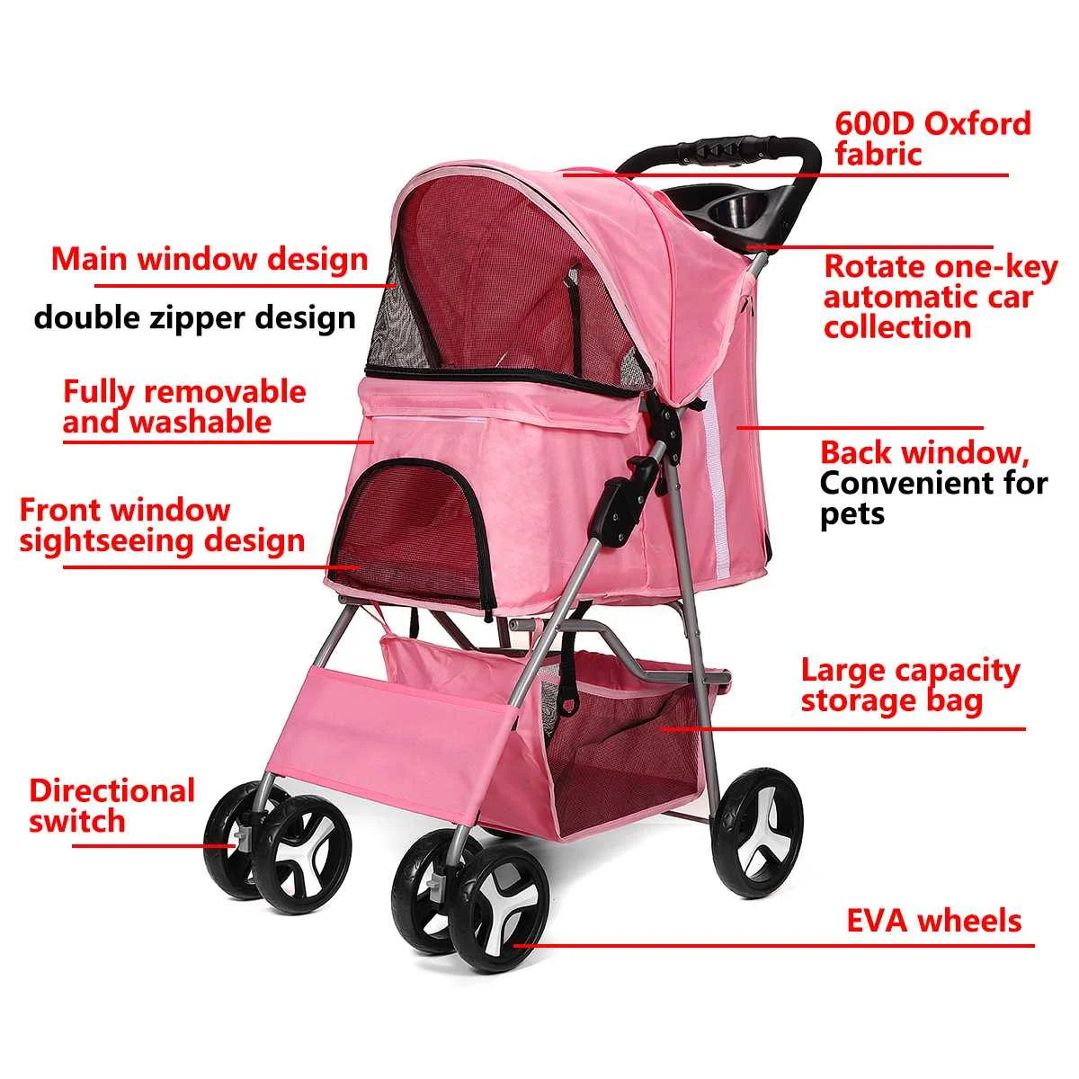 Pet Dog Carrier Stroller for Dog Cat Outdoor Dog Carts Wind Rain Proof for Pet Baby Carts Light Foldable Cat Dog Jogger Stroller Pet Dog Carrier Stroller for Dog Cat Outdoor Dog Carts Wind Rain Proof for Pet Baby Carts Light Foldable Cat Dog Jogger Stroller