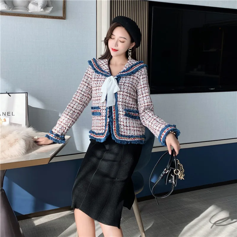 2019 Autumn And Winter Base Tops New Style Playful Fold-down Collar Tweed Tassels Weaving Edge Yarn Long Sleeve Graceful Coat
2019 Autumn And Winter Base Tops New Style Playful Fold-down Collar Tweed Tassels Weaving Edge Yarn Long Sleeve Graceful Coat