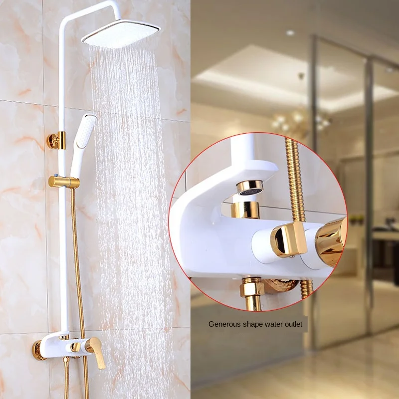 All-copper European-style shower and shower set, black and white baking varnish, washroom, adjustable wall-mounted shower
All-copper European-style shower and shower set, black and white baking varnish, washroom, adjustable wall-mounted shower