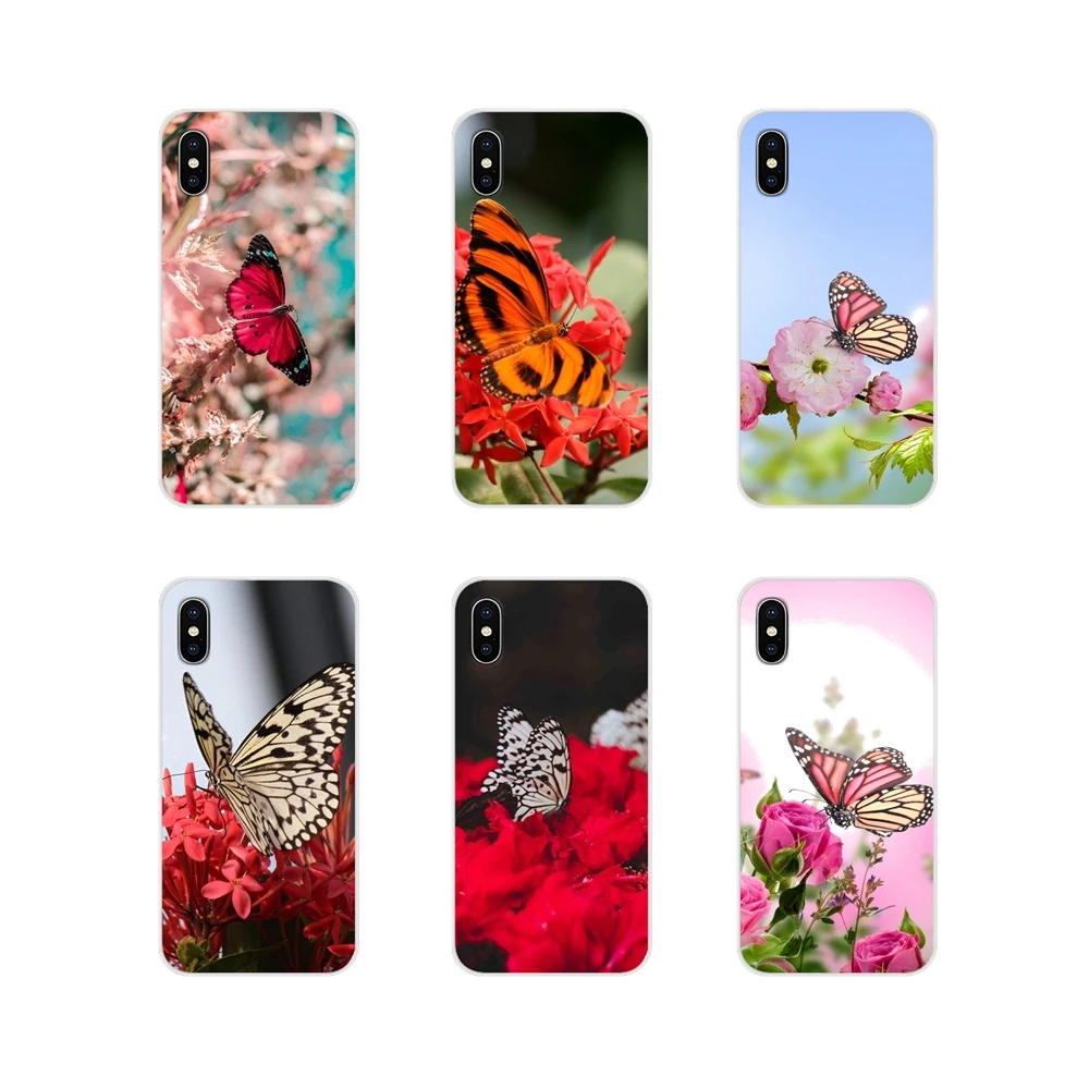 Phone Cases Covers Red butterfly on white roses flower For Apple iPhone X XR XS 11Pro MAX 4S 5S 5C SE 6S 7 8 Plus ipod touch 5 6 | Мобильные