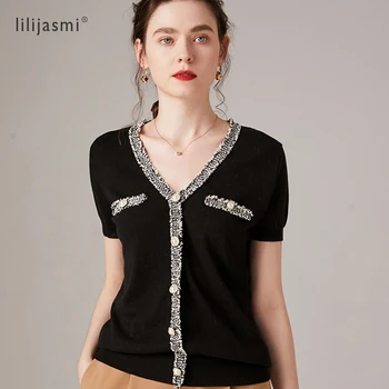 2020 Women's Elegant CC Style T-shirt Summer Pure Cotton Tees Lace V-neck Pearl Button Tshirt Short Sleeve Pullover Comfy Cozy
2020 Women's Elegant CC Style T-shirt Summer Pure Cotton Tees Lace V-neck Pearl Button Tshirt Short Sleeve Pullover Comfy Cozy