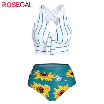 ROSEGAL Women Striped Sunflower Criss Cross Tummy Control Bikini Swimwear Plunging Neck Wire Free Bathing Suit High Waisted Sexy
ROSEGAL Women Striped Sunflower Criss Cross Tummy Control Bikini Swimwear Plunging Neck Wire Free Bathing Suit High Waisted Sexy