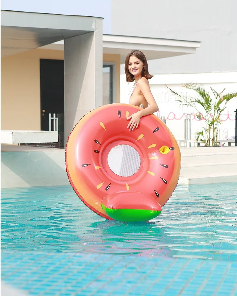 

2021 NEW adult pineapple fruit floating bed rubber ring inflatable lemon swimming ring beach swimming pool floating ball