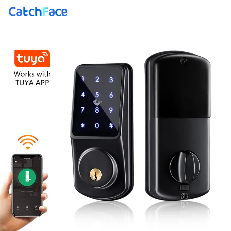 Фото Врезной замок двери Tuya электронный Wi-Fi с цифровым приложением IC-картой |