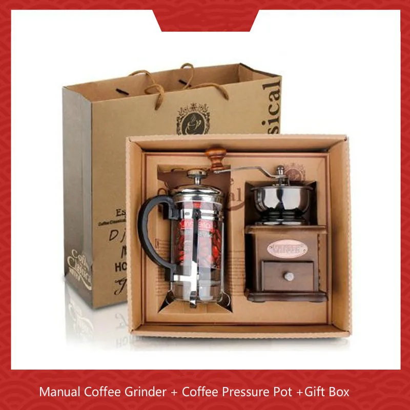 Manual Coffee Grinder + Coffee Pressure Pot Manual Coffee Bean Grinding Gift Box
Manual Coffee Grinder + Coffee Pressure Pot Manual Coffee Bean Grinding Gift Box
