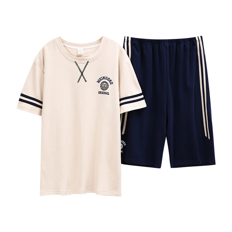 

Pj Set New Crew Neck Pajamas Set Short Sleeve Short Pants Homesuit Homeclothes Fashion Style Smart Casual Sleepwear Appliques