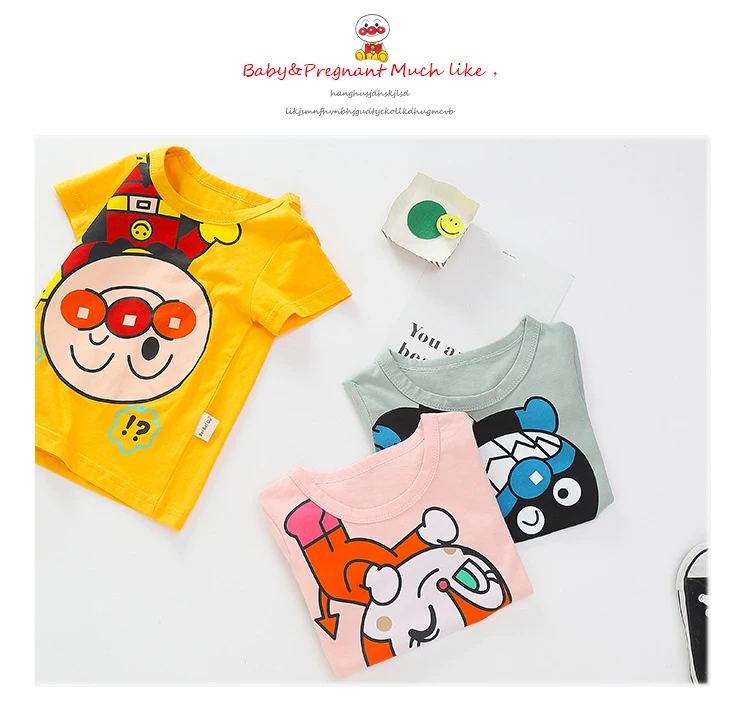 new anpanman kids t shirt for summer children cartoon baby boys