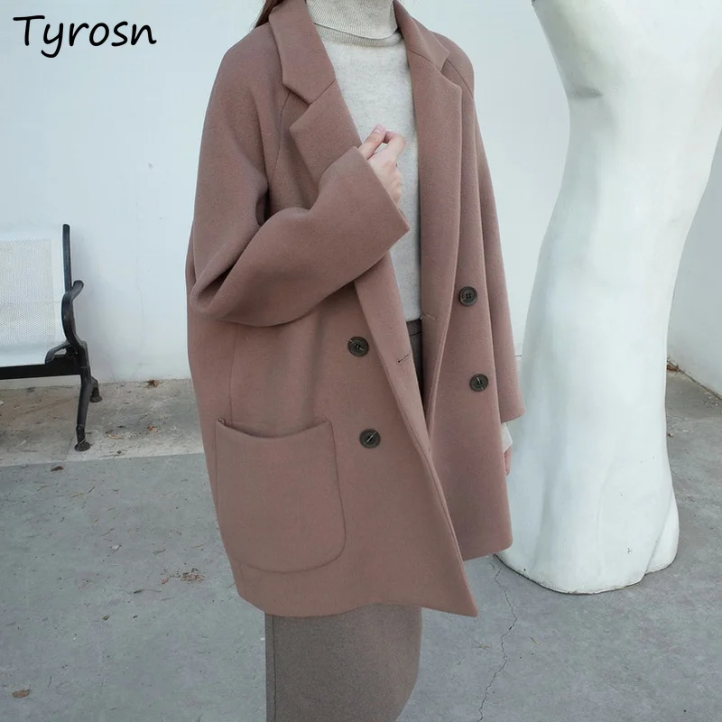 Women Wool Blends Solid Sweet All-match High Street Design Pockets Double Breasted Woolen Outwear Students Korean Coats Stylish
Women Wool Blends Solid Sweet All-match High Street Design Pockets Double Breasted Woolen Outwear Students Korean Coats Stylish