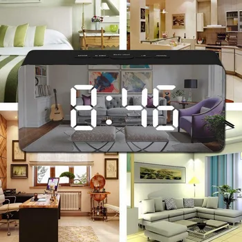 LED Mirror Alarm Clock Electronic Time Temperature Display Digital USB Charging Snooze Table Clock Rectangle Black Case 1pcs
LED Mirror Alarm Clock Electronic Time Temperature Display Digital USB Charging Snooze Table Clock Rectangle Black Case 1pcs