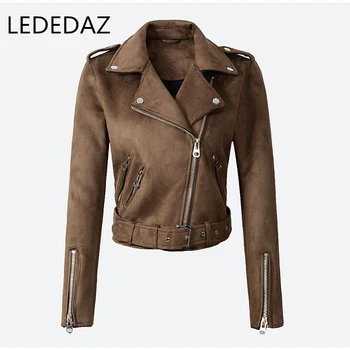 LEDEDAZ New Spring Short Women's Suede Jacket Korean Fashion Slim Ladies Faux Leather Jacket & Coat Long Sleeves Zipper Belt 
LEDEDAZ New Spring Short Women's Suede Jacket Korean Fashion Slim Ladies Faux Leather Jacket & Coat Long Sleeves Zipper Belt