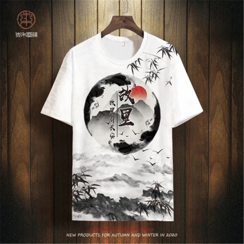 

Chinese element exquisite 3d print fashion short-sleeved t shirt Summer New quality hollow breathable icy cool t shirt men S-6XL