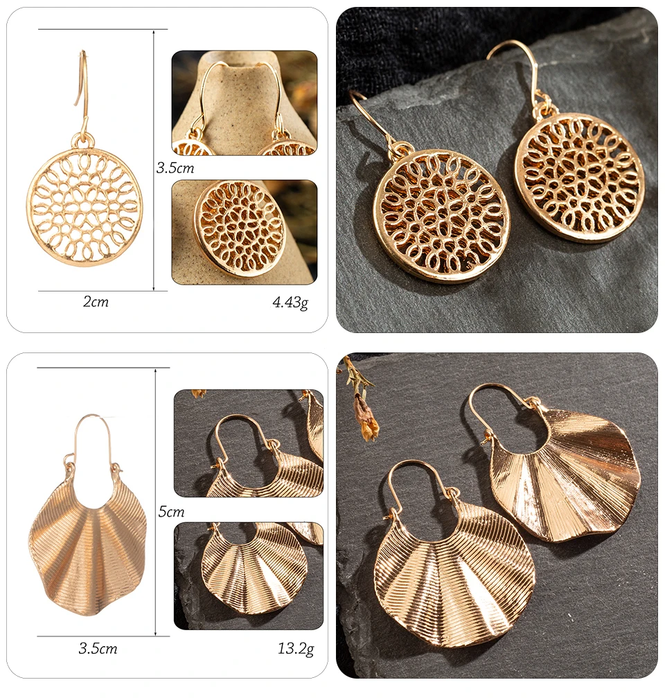 Boho Ethnic Large Golden Luxury Dangle Drop Earrings Hanging for Women Female Fashion 2019 Jewelry Wedding Earrings for Brides Boho Ethnic Large Golden Luxury Dangle Drop Earrings Hanging for Women Female Fashion 2019 Jewelry Wedding Earrings for Brides