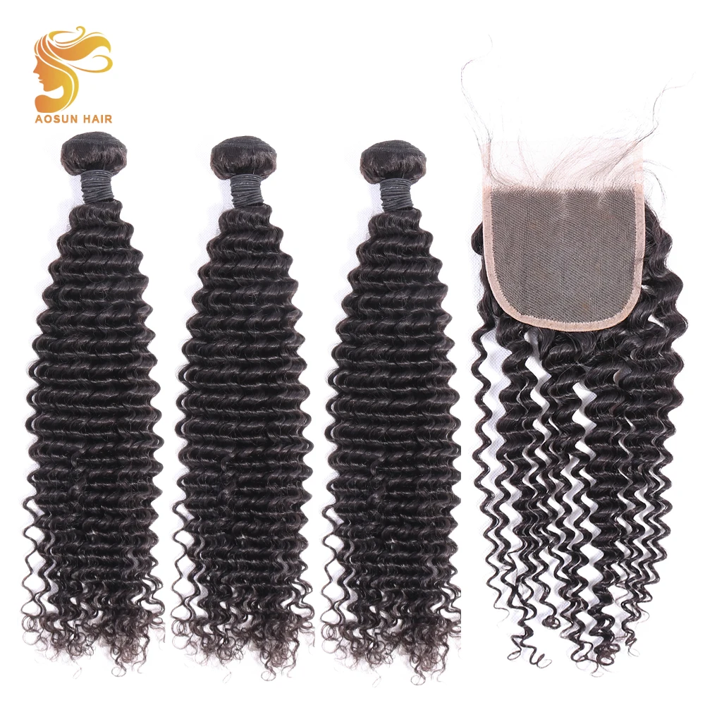 AOSUN HAIR Peruvian Deep Wave 3 Bundles With Closure Natural Color 100% Human Hair 10-28 Inches Remy Hair Extensions
AOSUN HAIR Peruvian Deep Wave 3 Bundles With Closure Natural Color 100% Human Hair 10-28 Inches Remy Hair Extensions