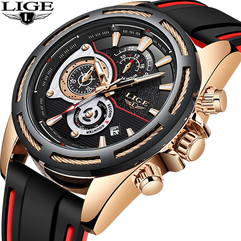 LIGE New Chronograph Fashion Mens Watches Luxury Silicone Business Quartz Watch Men Military Sport Wrist Watch Relogio Masculino
LIGE New Chronograph Fashion Mens Watches Luxury Silicone Business Quartz Watch Men Military Sport Wrist Watch Relogio Masculino