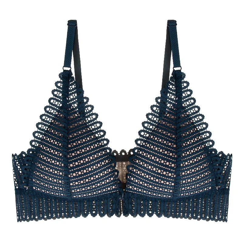 New Women's Bra French Triangle Cup Underwear Women's Thin Sexy Lace Beautiful Back Buckle Small Bra Gathering No Steel Ring Bra New Women's Bra French Triangle Cup Underwear Women's Thin Sexy Lace Beautiful Back Buckle Small Bra Gathering No Steel Ring Bra