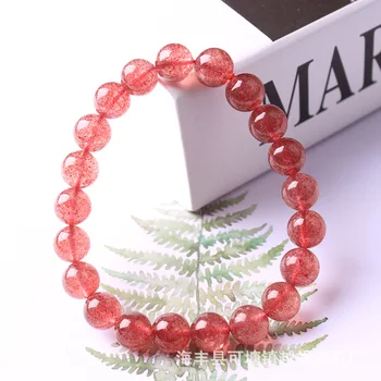 

Genuine Natural Ice Red Strawberry Quartz Clear Round Beads Crystal Bracelet 9mm 10mm 11mm 12mm Woman Man Jewelry AAAAA