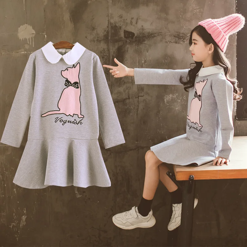 Childrenswear Girls Cat Dress Children Spring And Autumn Princess Fold-down Collar Korean-style Long Sleeve New Style Children S 
Childrenswear Girls Cat Dress Children Spring And Autumn Princess Fold-down Collar Korean-style Long Sleeve New Style Children S