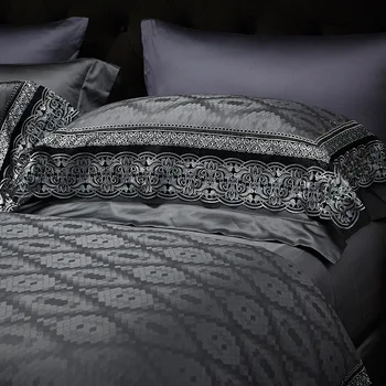 European and American Lace Egyptian Cotton Four-Piece Jacquard Beddings Simple High Cold Gray Cotton Quilt Cover Villa Bedding
European and American Lace Egyptian Cotton Four-Piece Jacquard Beddings Simple High Cold Gray Cotton Quilt Cover Villa Bedding