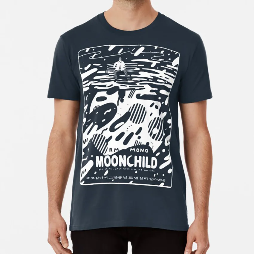 ? RM MONO Moonchild? Футболка moonchild rm namjoon kim mono fan art fanart черно белая луна|Футболки| |