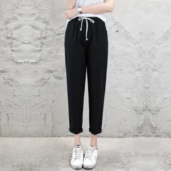 New casual high waist trousers solid color elastic pants women red 
New casual high waist trousers solid color elastic pants women red