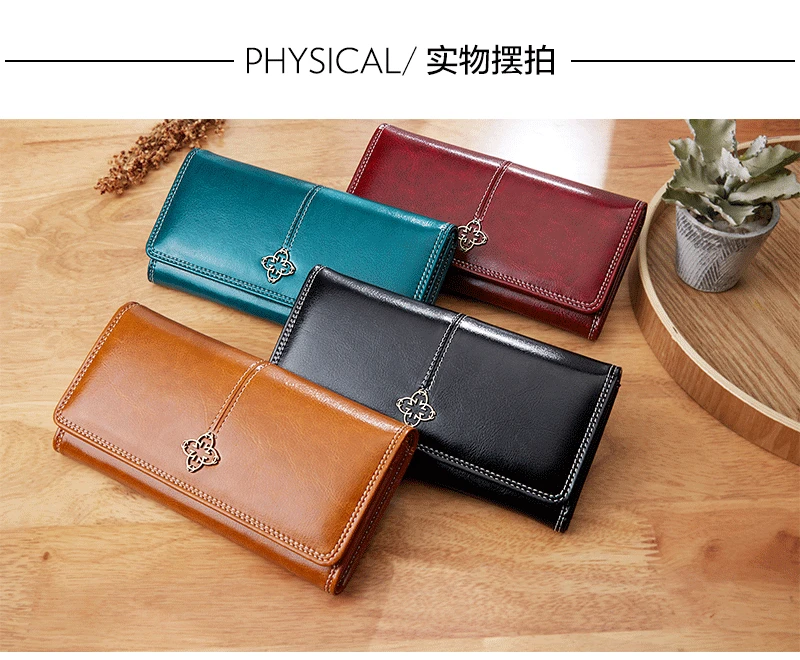 2020 New Women's Wallet Wax oil skin wallet portfel damski Lady Long Leather Clutch Bag Wallet Card Holder carteira feminina 2020 New Women's Wallet Wax oil skin wallet portfel damski Lady Long Leather Clutch Bag Wallet Card Holder carteira feminina