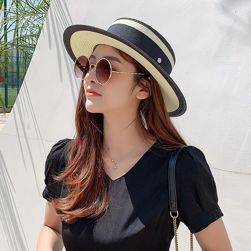 2021Beach hat Caps Natural Wheat Straw hat Boater Fedora Top Flat Hat Women Summer sun hat Flat Brim Cap For Holiday Part hats
2021Beach hat Caps Natural Wheat Straw hat Boater Fedora Top Flat Hat Women Summer sun hat Flat Brim Cap For Holiday Part hats