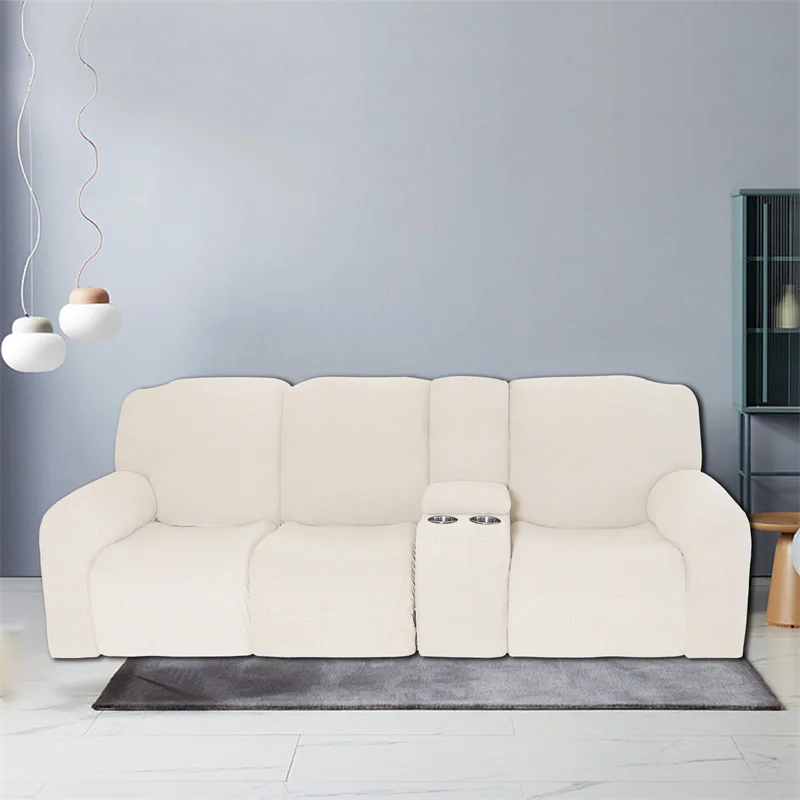 Housse extensible pour fauteuil inclinable 3 places, avec porte-gobelet, en polaire, pour salon Housse extensible pour fauteuil inclinable 3 places, avec porte-gobelet, en polaire, pour salon