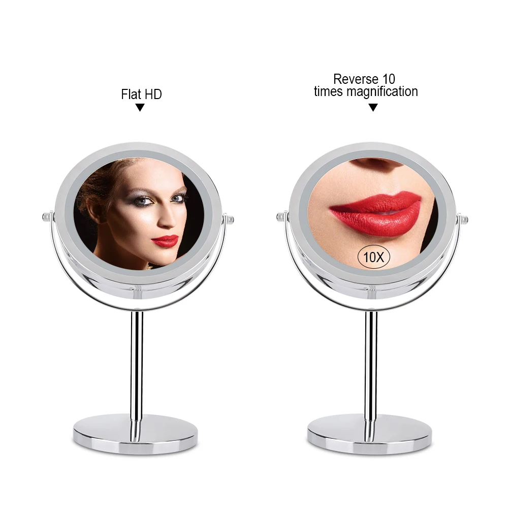2-Face 10X Magnifying Brightness Desktop Makeup Mirror 360 Dgree Rotation LED Lighted Up Comestic Make Up Mirror
2-Face 10X Magnifying Brightness Desktop Makeup Mirror 360 Dgree Rotation LED Lighted Up Comestic Make Up Mirror