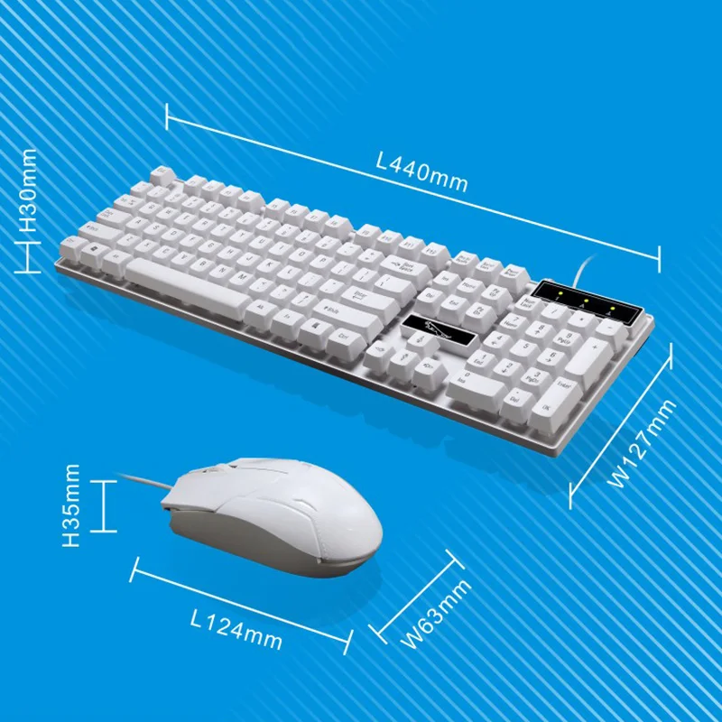 Professional Wired USB Keyboard Mouse Set for Office Laptop Computer 104 Keys Suspension Mechanical Gaming Keyboard Mouse Combos
Professional Wired USB Keyboard Mouse Set for Office Laptop Computer 104 Keys Suspension Mechanical Gaming Keyboard Mouse Combos
