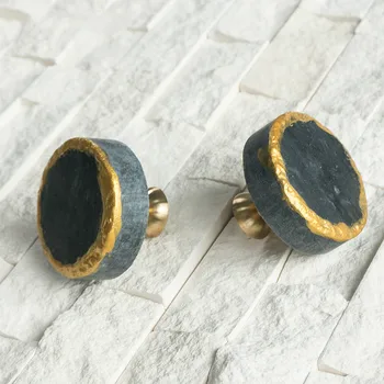Brass Edging Marble Knob/Minimalism Cabinet Knobs Simple European brass chest pulls Knob Drawer Handle Dark Gray Furniture Knobs 
Brass Edging Marble Knob/Minimalism Cabinet Knobs Simple European brass chest pulls Knob Drawer Handle Dark Gray Furniture Knobs