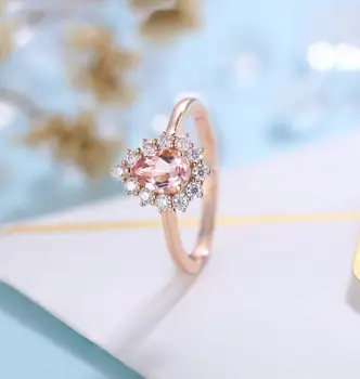 Solid 14K Rose Gold Center 5X7mm Morganite Moissanite Halo Engagement Ring Cocktail Engagement Ring
Solid 14K Rose Gold Center 5X7mm Morganite Moissanite Halo Engagement Ring Cocktail Engagement Ring