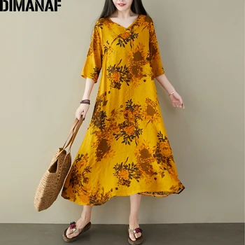 DIMANAF Plus Size Women Dress Vintage Elegant Lady Vestidos Chinese Style A-Line Print Floral Button Cotton Linen Dress Spring
DIMANAF Plus Size Women Dress Vintage Elegant Lady Vestidos Chinese Style A-Line Print Floral Button Cotton Linen Dress Spring