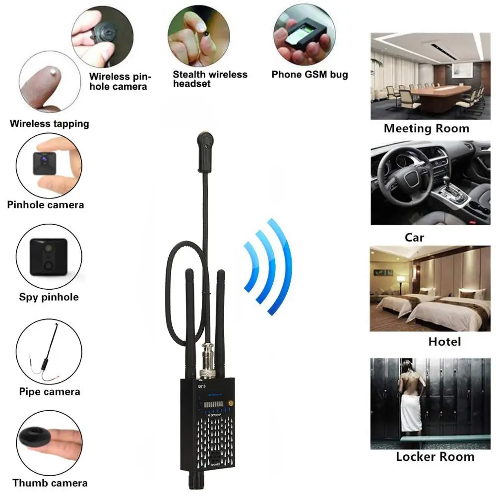 Mobile Phone Bug Detector, 1-8000MHz RF Wireless Signal Detector Hidden Bug Detector GSM GPS Tracker Detector
Mobile Phone Bug Detector, 1-8000MHz RF Wireless Signal Detector Hidden Bug Detector GSM GPS Tracker Detector