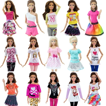 Fashion Lady Outfit Mixed Style T-Shirt Blouse Vest Pants Trousers Dress Clothes For Barbie Doll Accessories Baby Girl DIY Toy
Fashion Lady Outfit Mixed Style T-Shirt Blouse Vest Pants Trousers Dress Clothes For Barbie Doll Accessories Baby Girl DIY Toy