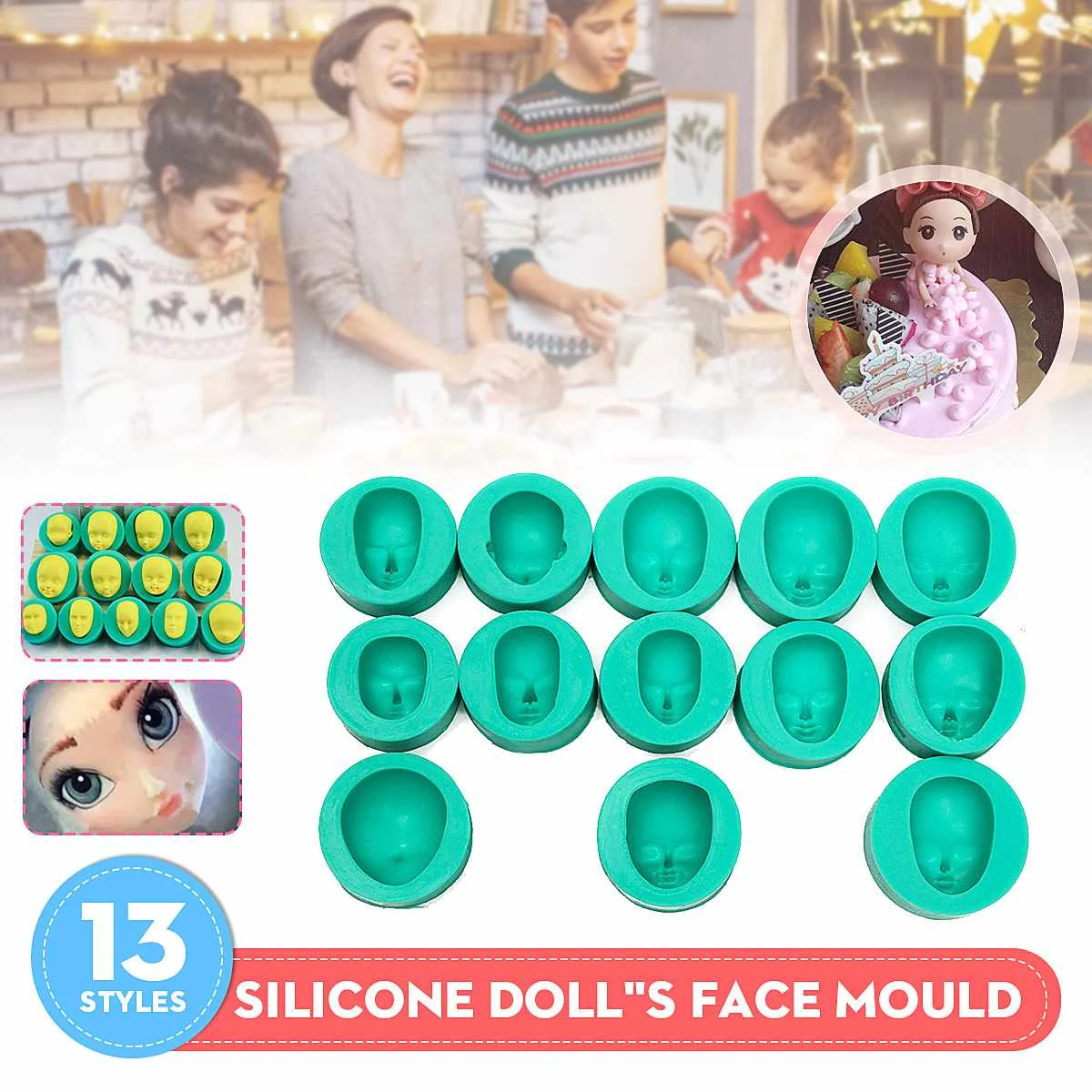 13Pcs Chocolate Silicone Mold DIY Dolls Face Heads Mold Sugarcraft Cake Decorating Fondant Set Graduation Cake Decorating Suppli
13Pcs Chocolate Silicone Mold DIY Dolls Face Heads Mold Sugarcraft Cake Decorating Fondant Set Graduation Cake Decorating Suppli