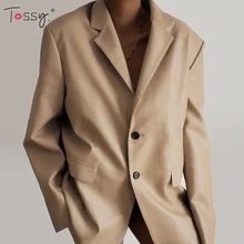 Tossy 2021 Autumn PU Leather Jacket Women's Black Blazer Lady Casual Oversized Khaki Coat Outwear High Street Jackets Female 
Tossy 2021 Autumn PU Leather Jacket Women's Black Blazer Lady Casual Oversized Khaki Coat Outwear High Street Jackets Female