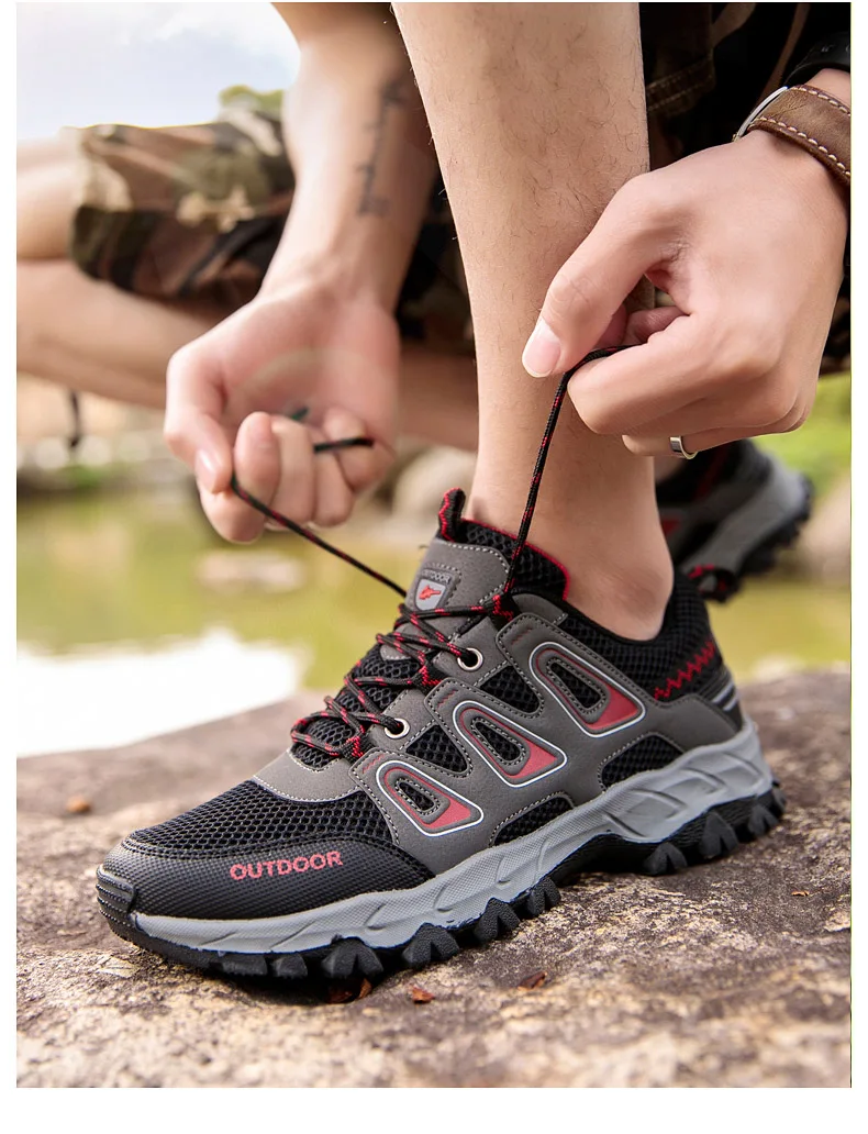 Men's Outdoor Hiking Shoes Spring Summer Air Mesh Breathable Waterproof Anti-skid Climbing Shoes Man Trekking Trail Sneakers Men's Outdoor Hiking Shoes Spring Summer Air Mesh Breathable Waterproof Anti-skid Climbing Shoes Man Trekking Trail Sneakers