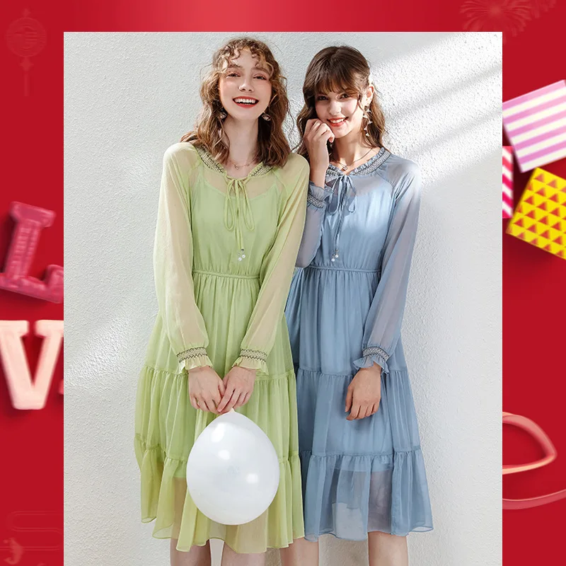 Women's Chiffon Dress 2020 Spring New Brand Women's V-neck Flared Sleeve Chiffon Dress
Women's Chiffon Dress 2020 Spring New Brand Women's V-neck Flared Sleeve Chiffon Dress